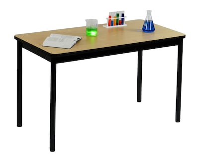 Correll, Inc. 72 Rectangular Shape High-Pressure Laminate Top Lab Table, Fusion Maple with Black Fr