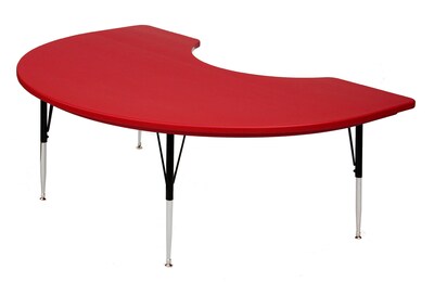 Correll® 48D x 72L Kidney Shaped Heavy Duty Plastic Activity Table; Red Top