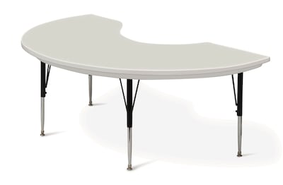 Correll, Inc. 72 Kidney Shape Blow-Molded Plastic Top Activity Table, Gray Granite with Black Frame