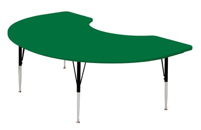 Correll® 48D x 72L Kidney Shaped Heavy Duty Plastic Activity Table; Green Top