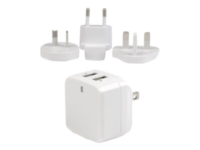 StarTech Dual-Port USB Wall Charger for iPad/iPhone/Smartphone; White