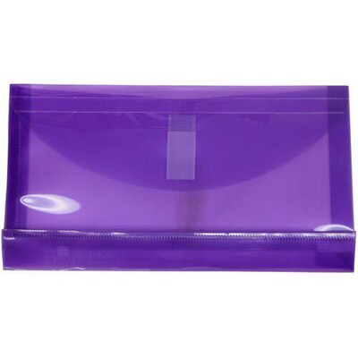 JAM Paper® #10 Plastic Envelopes with Hook & Loop Closure, 1 Expansion, 5.25 x 10, Purple Poly, 1