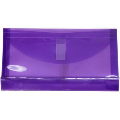 JAM Paper® #10 Plastic Envelopes with Hook & Loop Closure, 1" Expansion, 5.25" x 10", Purple Poly, 12/pack (921V1PU)