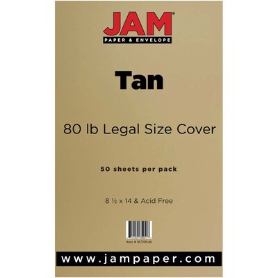 JAM Paper® Matte Legal Cardstock, 8.5 x 14, 80lb Light Brown Tan, 50/pack (16729546)