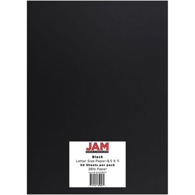 JAM Paper 28 lb. Colored Paper, 8.5" x 11", Black, 50 Sheets/Pack (64429571)