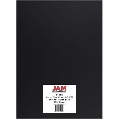 JAM Paper® Matte Cardstock, 8.5 x 11, 80lb Black Smooth, 50/pack (64429575)