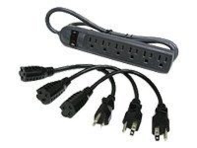 C2G ® 39995 6-Outlet 270 J Surge Suppressor with 1' Outlet Saver Power Extension Cord; 4'