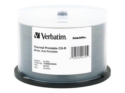 Verbatim® 94795 700MB CD-R Recordable Media; Spindle, 50/Pack