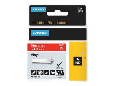 Dymo® Rhino 1805422 3/4 Color Coded Label; White on Red