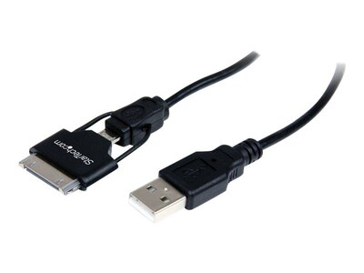 StarTechUSB2UBADC1M2ShortApple30, pin/MicroUSBMaletoUSBMaleComboCable,Black