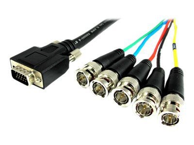 Comprehensive® VGA15P-5BP-6HR Pro AV/IT 6' HD-15 VGA to 5 BNC Plugs Cable, Black