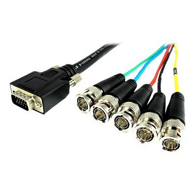 Comprehensive® VGA15P-5BP-6HR Pro AV/IT 6' HD-15 VGA to 5 BNC Plugs Cable, Black