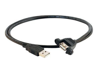 C2G ® Panel Mount USB 2.0 Type A Male/Female Data Transfer Cable, 1.5, Black (28062)