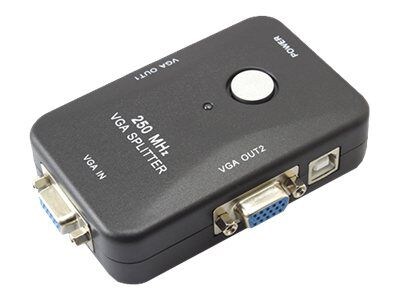 4XEM™ 2 Port 250 MHz VGA Female/Female Video Splitter; Black