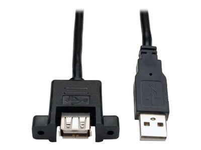 Tripp Lite 6 Type-A USB Male/Female Panel Mount Hi-Speed Extension Cable, Black (U024-06N-PM)
