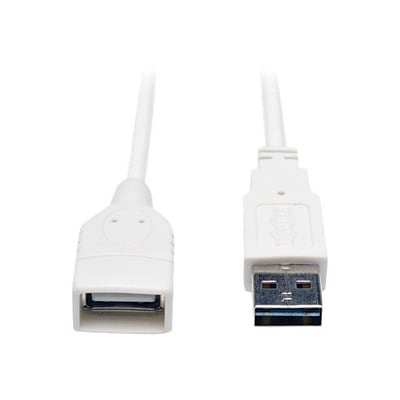 Tripp Lite 3 Universal Reversible Type-A USB/Type-A USB Male/Female Hi-Speed Extension Cable; White (UR024-003-WH)