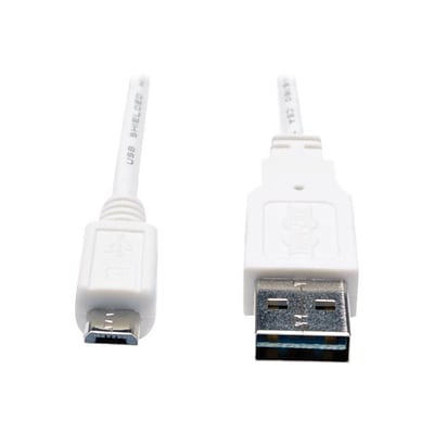 Tripp Lite 6 Universal Reversible USB A/Micro USB B Male/Male Hi-Speed Cable; White (UR050-06N-WH)
