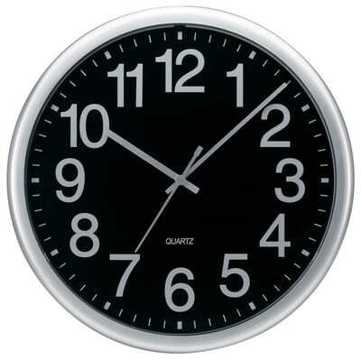 TEMPUS  Commercial Style Silver Quartz Wall Clock, Plastic 13.5 (TC7000S)