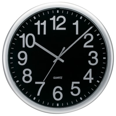 TEMPUS  Commercial Style Silver Quartz Wall Clock, Plastic 13.5 (TC7000S)