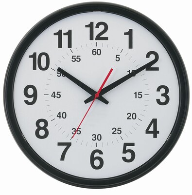 TEMPUS DST Auto-Adjust Minute-Minder Black Wall Clock, Plastic 14 (TC7913B)