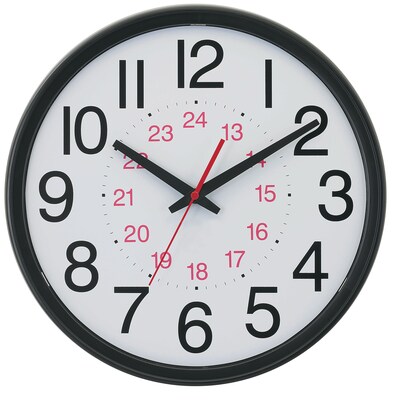 TEMPUS DST Auto-Adjust 24-Hour Black Wall Clock , Plastic 14 (TC7905B)