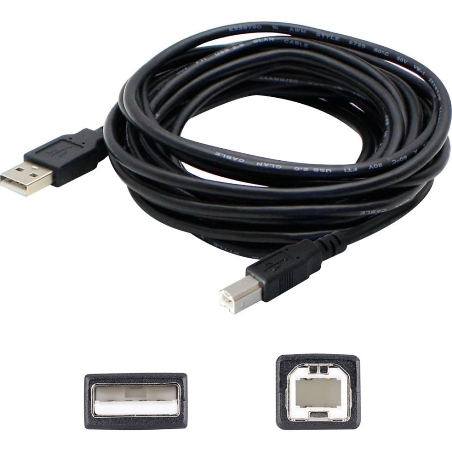 AddOn 15 USB 2.0 Type A to Type B Male/Male Data Transfer Cable; Black (USBEXTAB15)