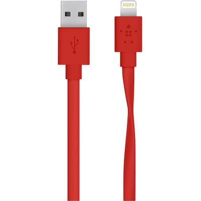 Belkin MIXIT 4 Flat Lightning to USB Cable; Red (F8J148BT04-RED)