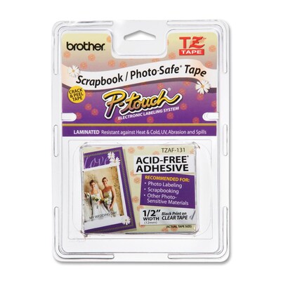 Brother ® 26.2 x 0.47 Thermal Transfer Acid Free Label Tape; Black on Clear (TZEAF131)