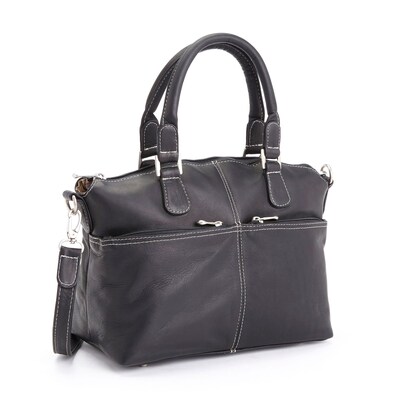 Royce Leather Lightweight Duffel Bag, Colombian Leather, Black (636-Black-VL)