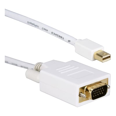 QVS® Mini DisplayPort to VGA Male/Male Video Cable; 10, White (MDPVGA-10)