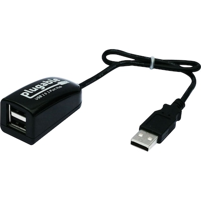 Plugable 2-Port USB 2.0 Hub/Splitter; Black (USB2-2PORT)