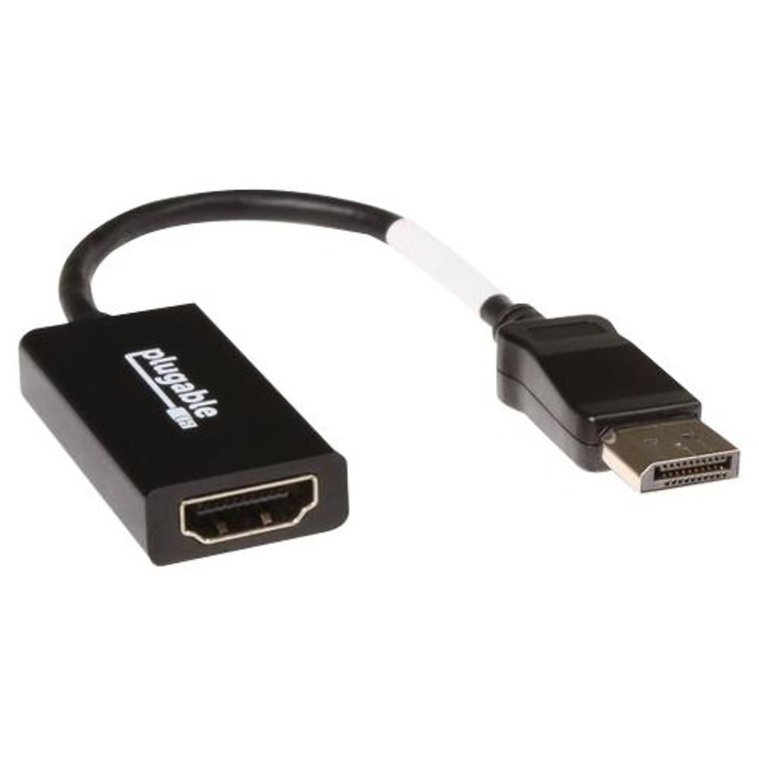 Plugable (DP-HDMI) DisplayPort/HDMI Female/Male Digital Audio/Video Cable; Black