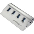Premiertek 4-Port SuperSpeed USB 3.0 Hub with AC Adapter; Silver (XM-UB3004A)