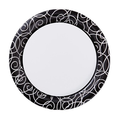 Hoffmaster Silver Swirl 9 Round Paper Plates, 200 per Case (750506)