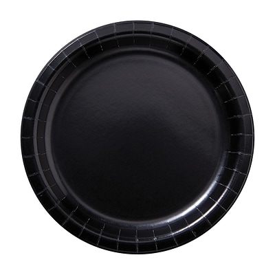 Hoffmaster 7" Round Black Paper Plates; 1,000 per Case (PL7072)