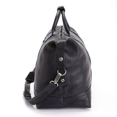 Royce Leather Travel Weekender Duffel Bag, Colombian Leather, Black (680-BLACK-VL)