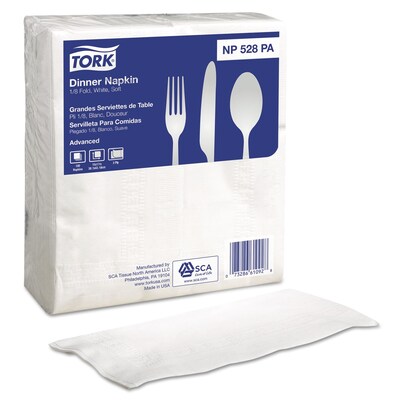 Tork® Advanced Soft Dinner Napkin, 2-Ply, White, 100/Pk, 28 Pack/Carton