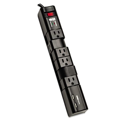 Tripp Lite 6 Outlet Surge Protector, 8 Cord, 1080 Joules (TLP608RUSBB)