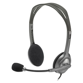 Logitech® H111 Binaural Over-The-Head, Stereo Headset, Black/silver