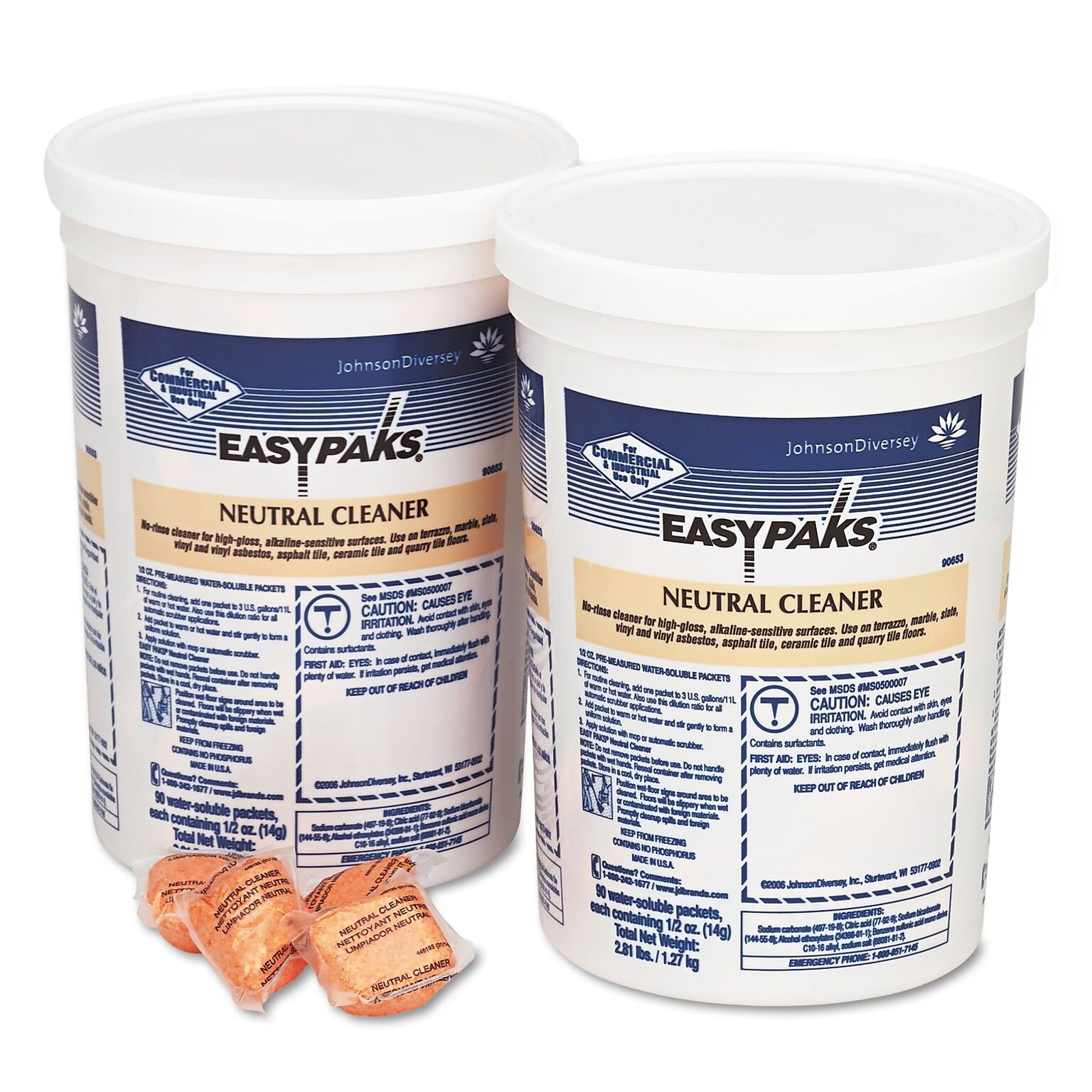 Easy Paks Neutral Cleaner, Pine Forest, 0.5 oz. Packets, 90/Tub, 2 Tubs/Carton (990653)