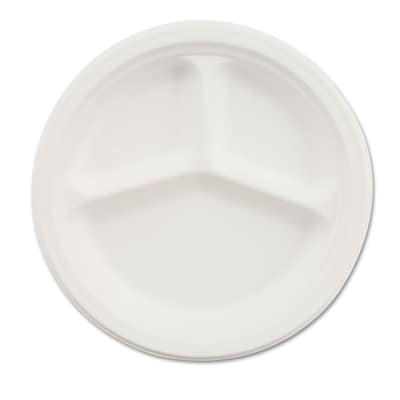 Chinet® Classic Paper Plates; Three Compartments, 10-1/4" Diameter, 500/Case