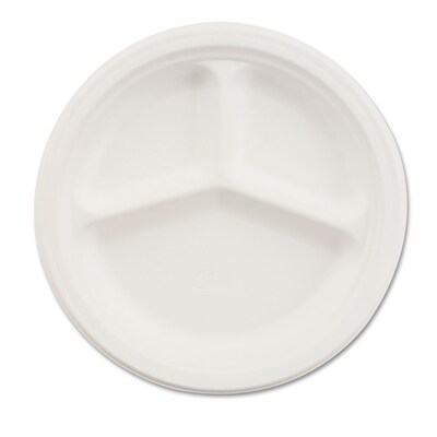 Chinet® Classic Paper Plates; Three Compartments, 10-1/4" Diameter, 500/Case