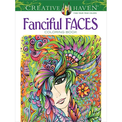 Creative Haven Fanciful Faces Adult Coloring Book, Paperback