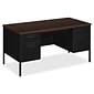 HON® Metro Classic Double Pedestal Desk, Mocha, 60" x 30" x 29.5", 4 x Box Drawer(s), File Drawer(s), Double Pedestal