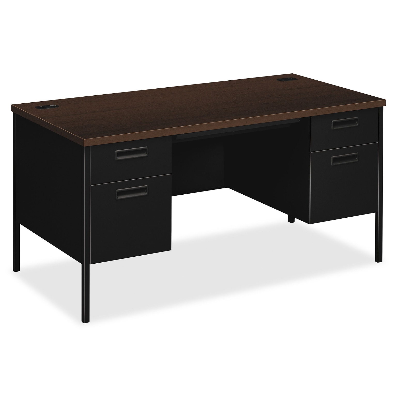 HON® Metro Classic Double Pedestal Desk, Mocha, 60 x 30 x 29.5, 4 x Box Drawer(s), File Drawer(s), Double Pedestal