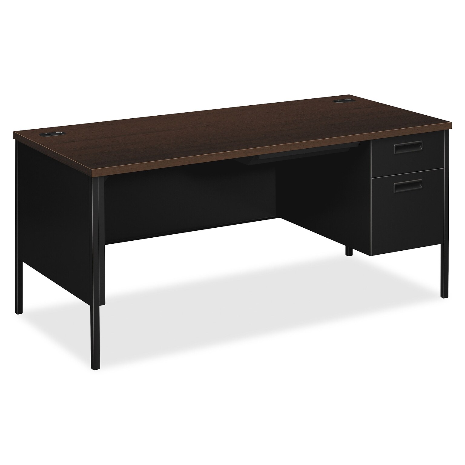 HON Metro Classic 66W Right Pedestal Desk, Mocha/Black (HONP3265RMOP)