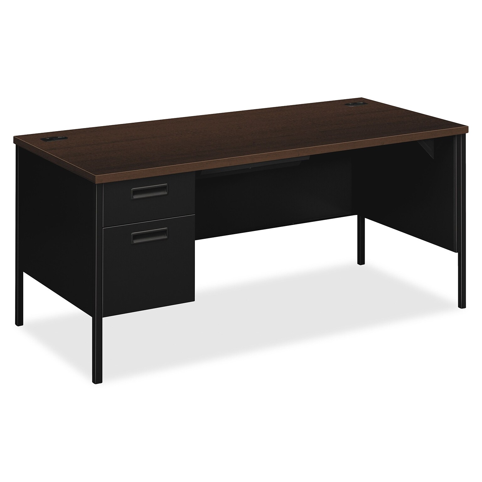 HON Metro Classic 66W Left Pedestal Desk, Mocha/Black (HONP3266LMOP)