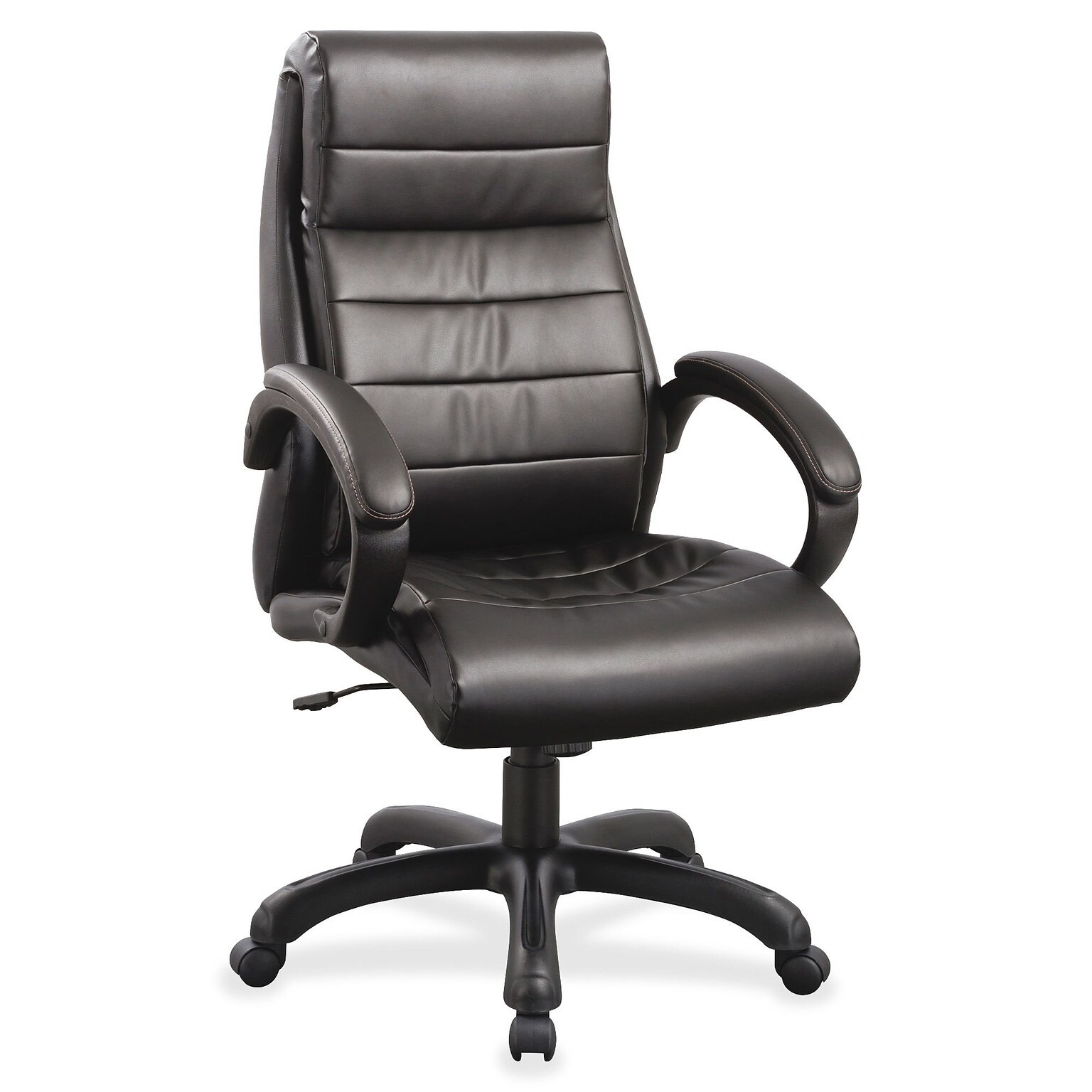 Lorell Ergonomic Bonded Leather Swivel Executive Chair, Black (LLR59532)