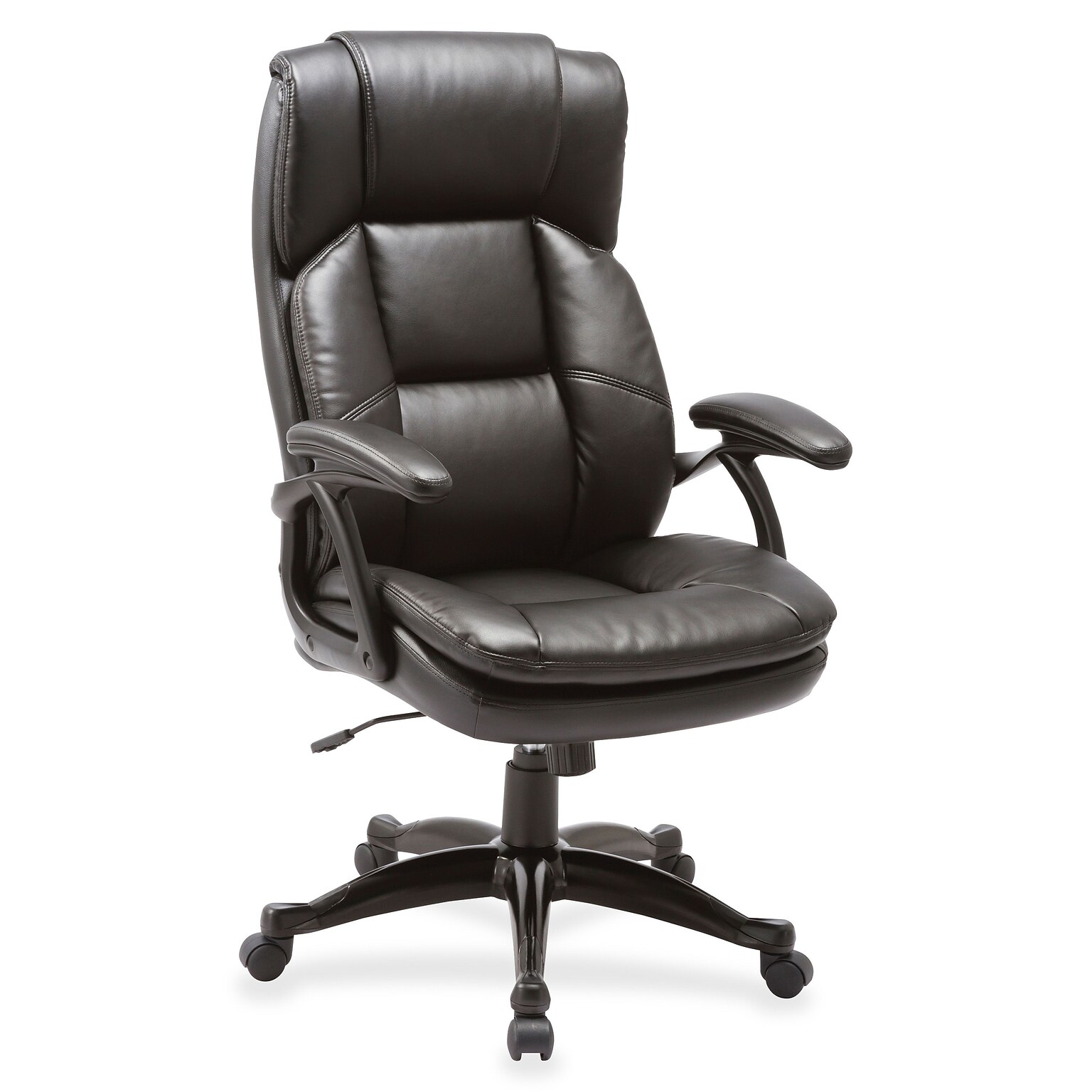 Lorell High-Back Leather Office Chair, 27W x 32D x 44.5H, Black (LLR59535)