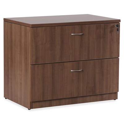 Lorell Essentials Series 2-Drawer Lateral File, 35.5W x 22D x 29.5H, Walnut Laminate (LLR69972)